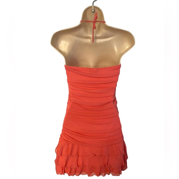 MODA International Y2K Ruched Mini Coral Halter Dress Size XS - Picture 5 of 7